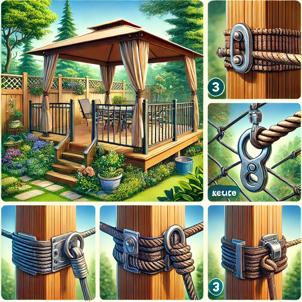 Sangles de tension et cordes : attacher à des structures proches